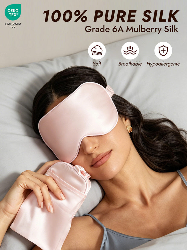 Pure Silk Eye Mask And Envelope Pouch Set 2Pcs