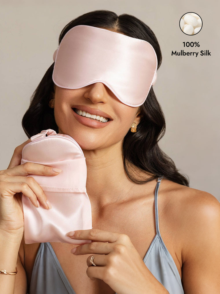 Pure Silk Eye Mask And Envelope Pouch Set 2Pcs