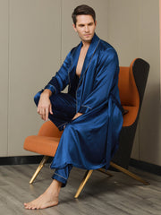 Pure Silk Lapel Collar Belted Robe (Without Pants)