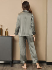 Pure Silk Long Sleeve Notch Collar Women's Pajamas Set