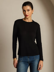 Pure Silk Long Sleeve Round Neck Women's Top