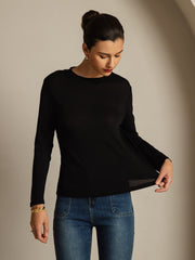Pure Silk Long Sleeve Round Neck Women's Top