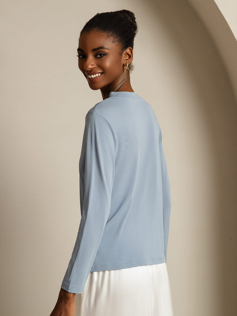 Pure Silk Long Sleeve Round Neck Women's Top