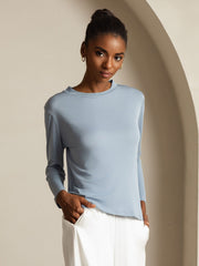 Pure Silk Long Sleeve Round Neck Women's Top
