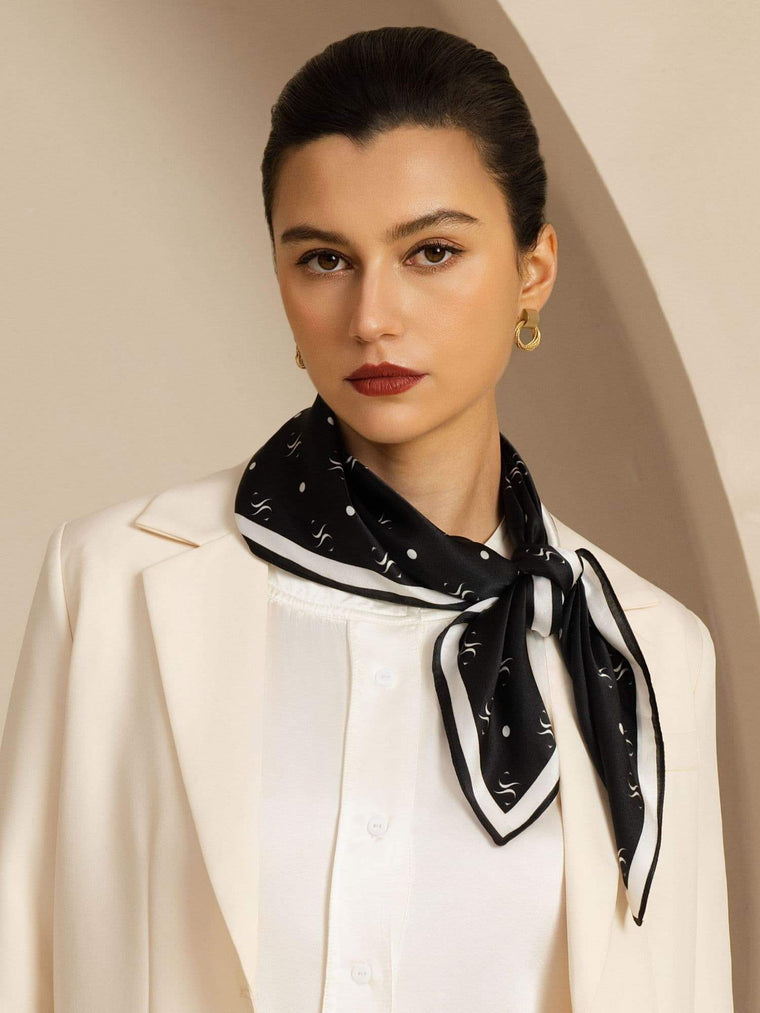 Pure Silk Marberry Brand Impression Square Scarf - Size 90x90cm