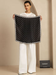 Pure Silk Marberry Brand Impression Square Scarf - Size 90x90cm