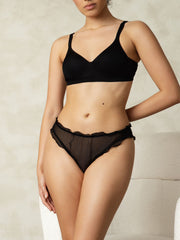 Pure Silk Sexy Ruffle-Trim Panty(Bra NOT Included)