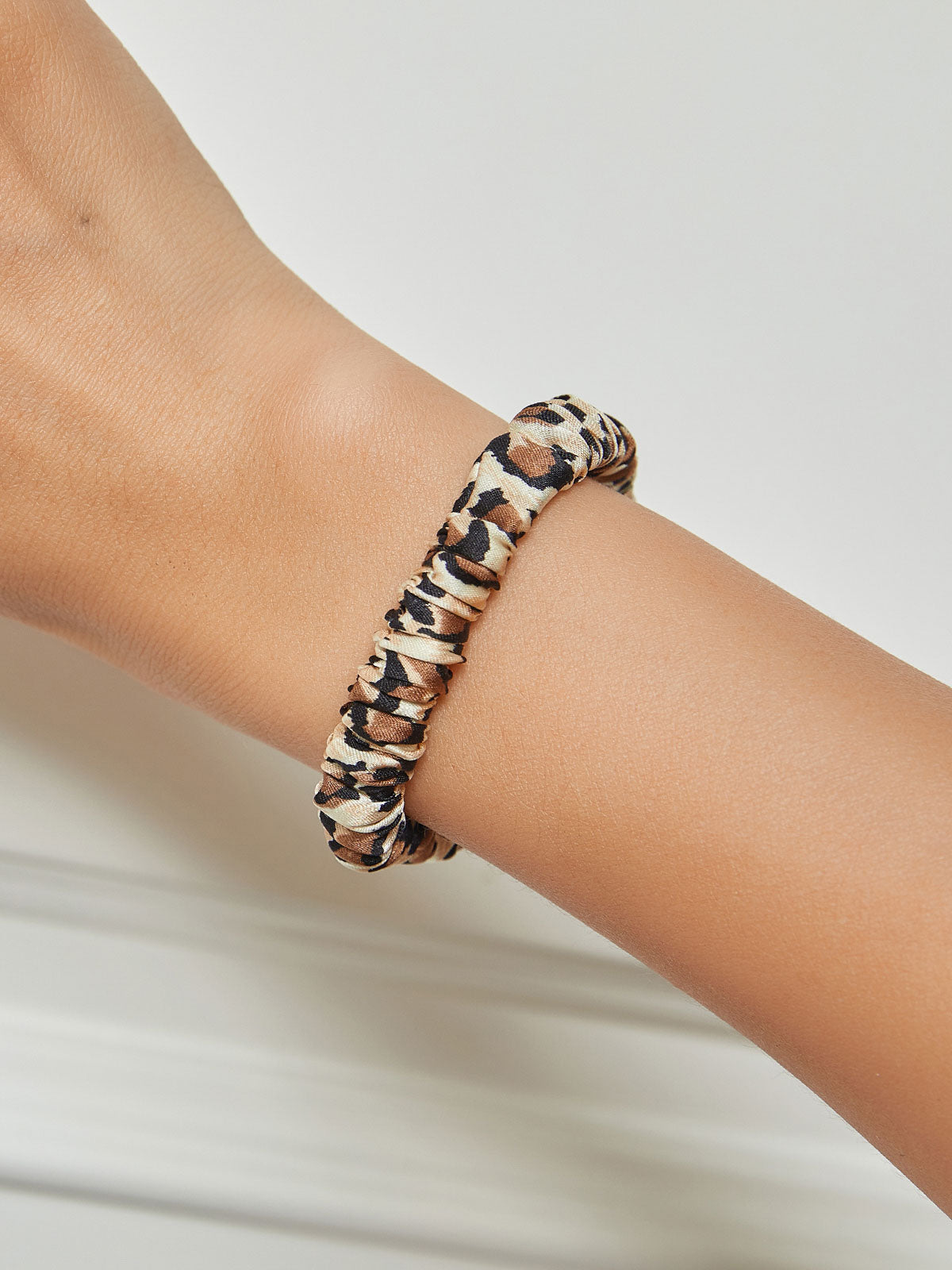 Pure Silk Soft Printed Skinny Hair Scrunchie - 1cm