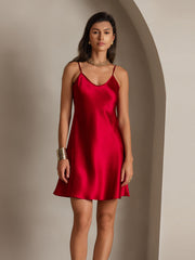 Pure Silk Spaghetti Strap Short Dress