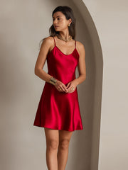 Pure Silk Spaghetti Strap Short Dress
