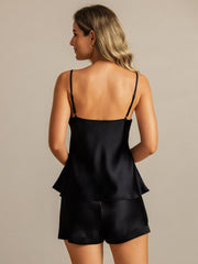 Pure Silk Spaghetti Strap V Neck Minimalist Camisole Set