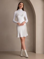 Pure Silk Spaghetti Strap V Neck Short Dress