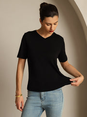 Pure Silk V-Neck Women's T-Shirt