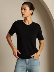 Pure Silk V-Neck Women's T-Shirt