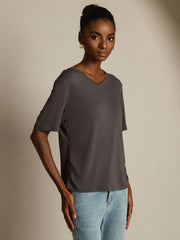 Pure Silk V-Neck Women's T-Shirt