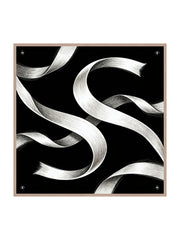 Pure Silk White Ribbon Square Scarf - Size 90x90cm