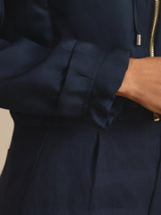 Pure Silk Women's Cropped Hooded Jacket With Pockets