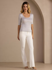 Pure Silk Women's Half Sleeve Scoop Neck Top