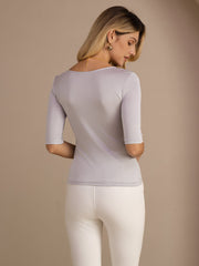Pure Silk Women's Half Sleeve Scoop Neck Top