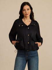 Pure Silk Women's Hooded Jacket With Large Flap Pockets
