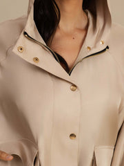 Pure Silk Women's Hooded Jacket With Large Flap Pockets