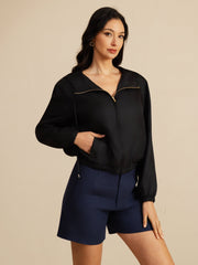 Pure Silk Women's Short Hooded Jacket With Pockets