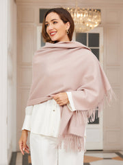 Pure Wool Scarf Shawl w/ Fringed Decoration 200x70cm/79