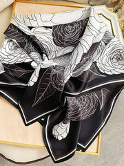 Shadow Rose 100% Mulberry Silk Square Scarf 88x88cm