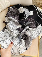Shadow Rose 100% Mulberry Silk Square Scarf 88x88cm