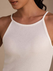 Silk Cotton Women's Sleeveless Crew Neck Crop Tank Top