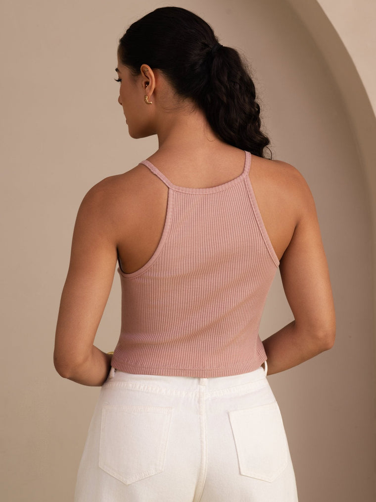 Silk Cotton Women's Sleeveless Crew Neck Crop Tank Top