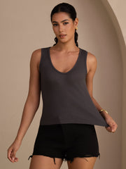 Silk Cotton Women's Sleeveless Deep V Neck Tank Top