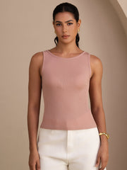 Silk Cotton Women's Sleeveless Round Neck Slim Tank Top