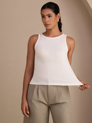 Silk Cotton Women's Sleeveless Round Neck Slim Tank Top