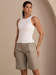 Silk Cotton Women's Sleeveless Round Neck Slim Tank Top