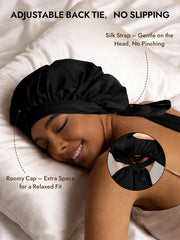 Women's 100% Mulberry Silk Bonnet with Long Ribbons