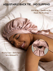 Women's 100% Mulberry Silk Bonnet with Long Ribbons
