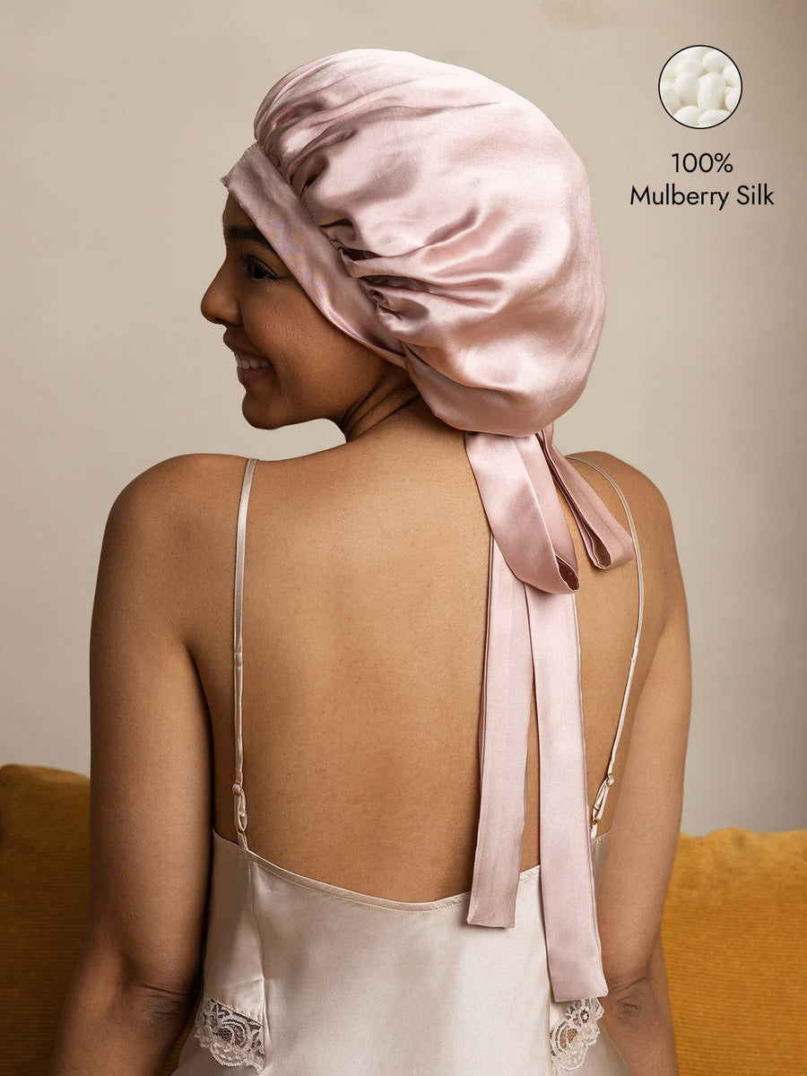 Women's 100% Mulberry Silk Bonnet with Long Ribbons