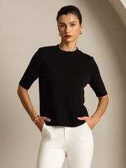 Women's 100% Mulberry Silk Half Sleeve Round Neck T-Shirt