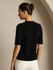Women's 100% Mulberry Silk Half Sleeve Round Neck T-Shirt