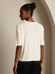 Women's 100% Mulberry Silk Half Sleeve Round Neck T-Shirt