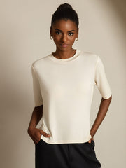 Women's 100% Mulberry Silk Half Sleeve Round Neck T-Shirt