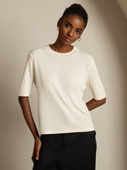 Women's 100% Mulberry Silk Half Sleeve Round Neck T-Shirt