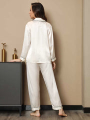 Women's 100% Mulberry Silk Long Sleeve Notch Collar Pajamas Set