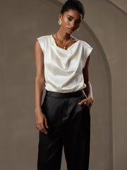 Women's 19Momme Silk High Waist Tapered Pants