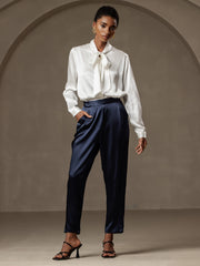 Women's 19Momme Silk High Waist Tapered Pants