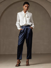 Women's 19Momme Silk High Waist Tapered Pants