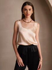 Women's 19Momme Silk Sleeveless U Neck Tank Top