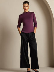 Women's Pure Silk Long Sleeve Mock Top