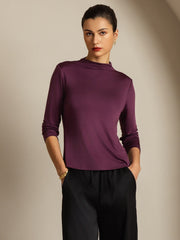 Women's Pure Silk Long Sleeve Mock Top